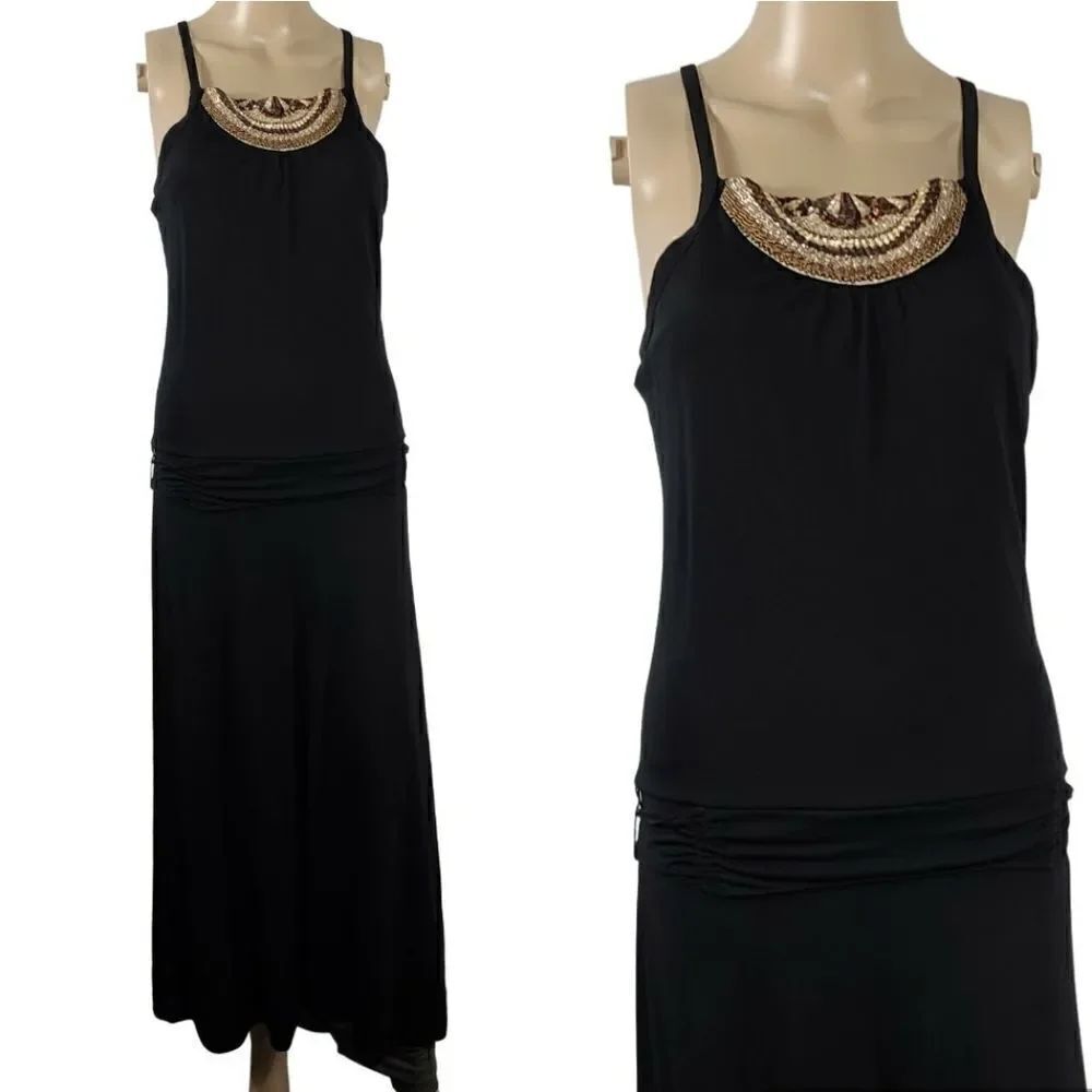 Banana Republic Black and Beaded Neck Line Dress